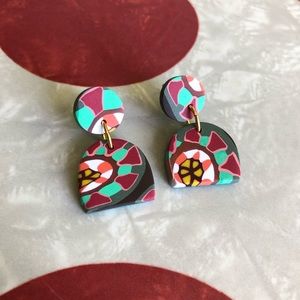 Polymer Clay Earrings Lightweight with Hypoallergenic Steel Posts